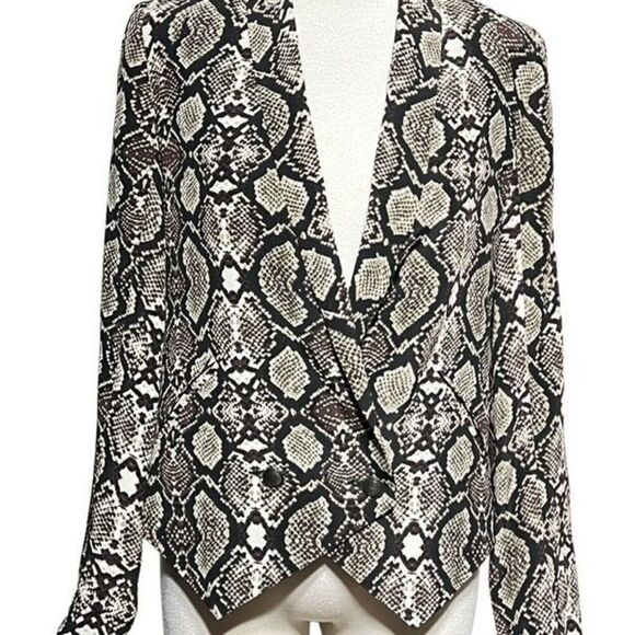 Twelfth Street by Cynthia Vincent Snakeskin Print Silk Blazer Size 4 - Picture 1 of 5